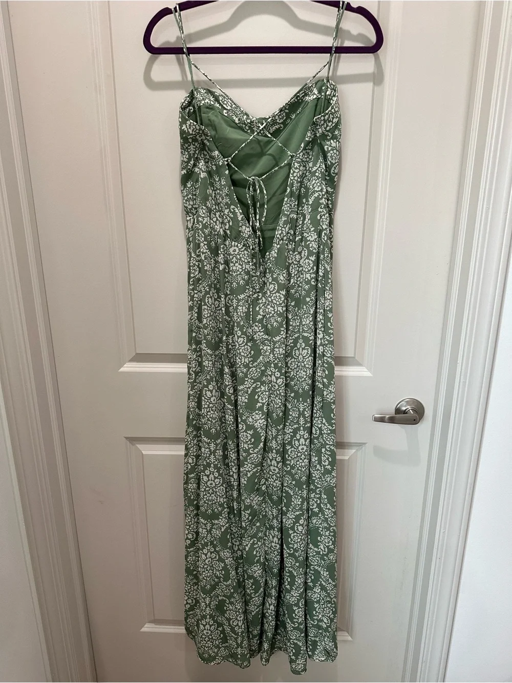 Abercrombie and Fitch green and white Camille Tie-Back Gown size large